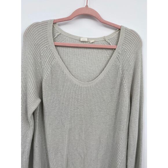 GAP Scoop Neck Tan Long Sleeve Pullover Hi-low Sweater Size Small - Picture 3 of 9